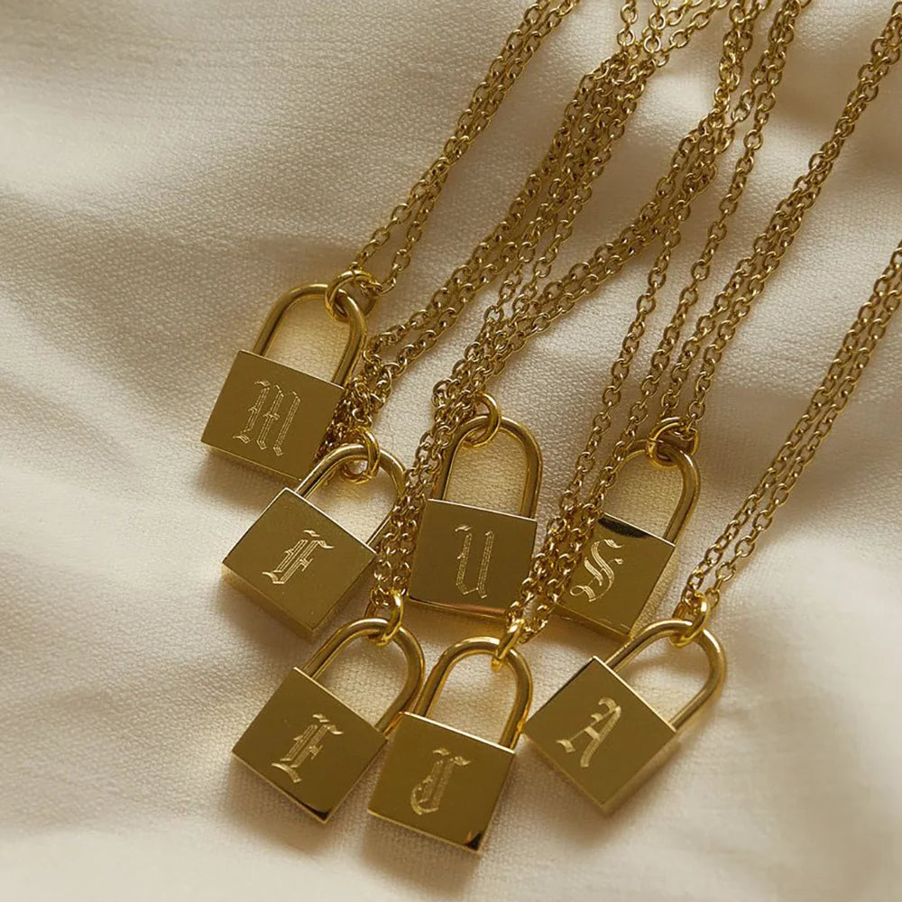 Old English Initial Lock Necklace