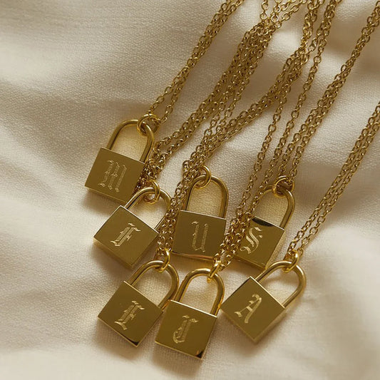 Old English Initial Lock Necklace