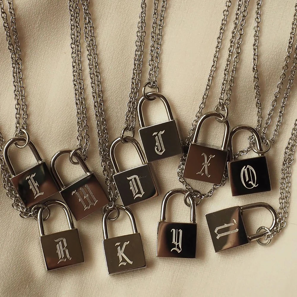 Old English Initial Lock Necklace