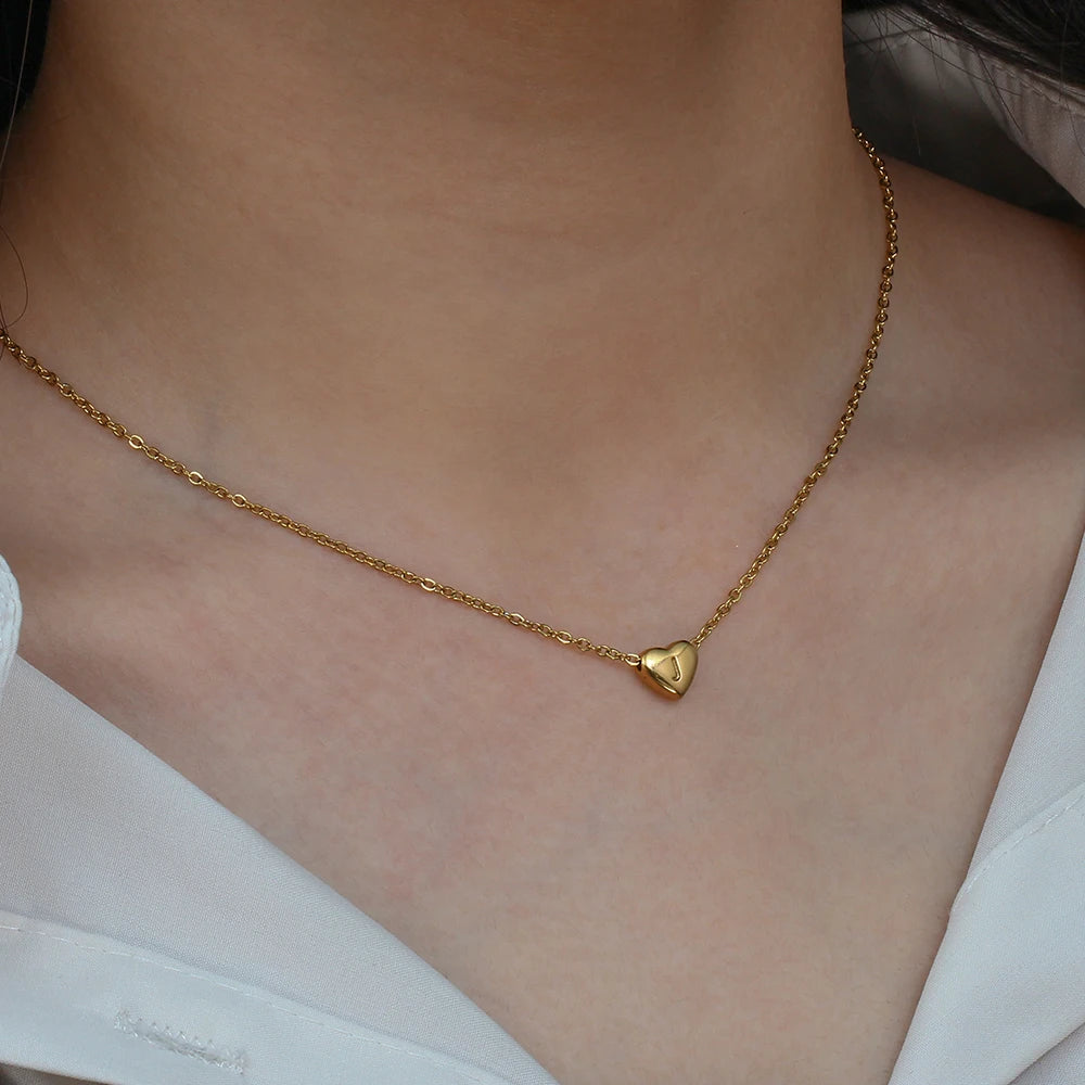 Mini Heart Initial Necklace