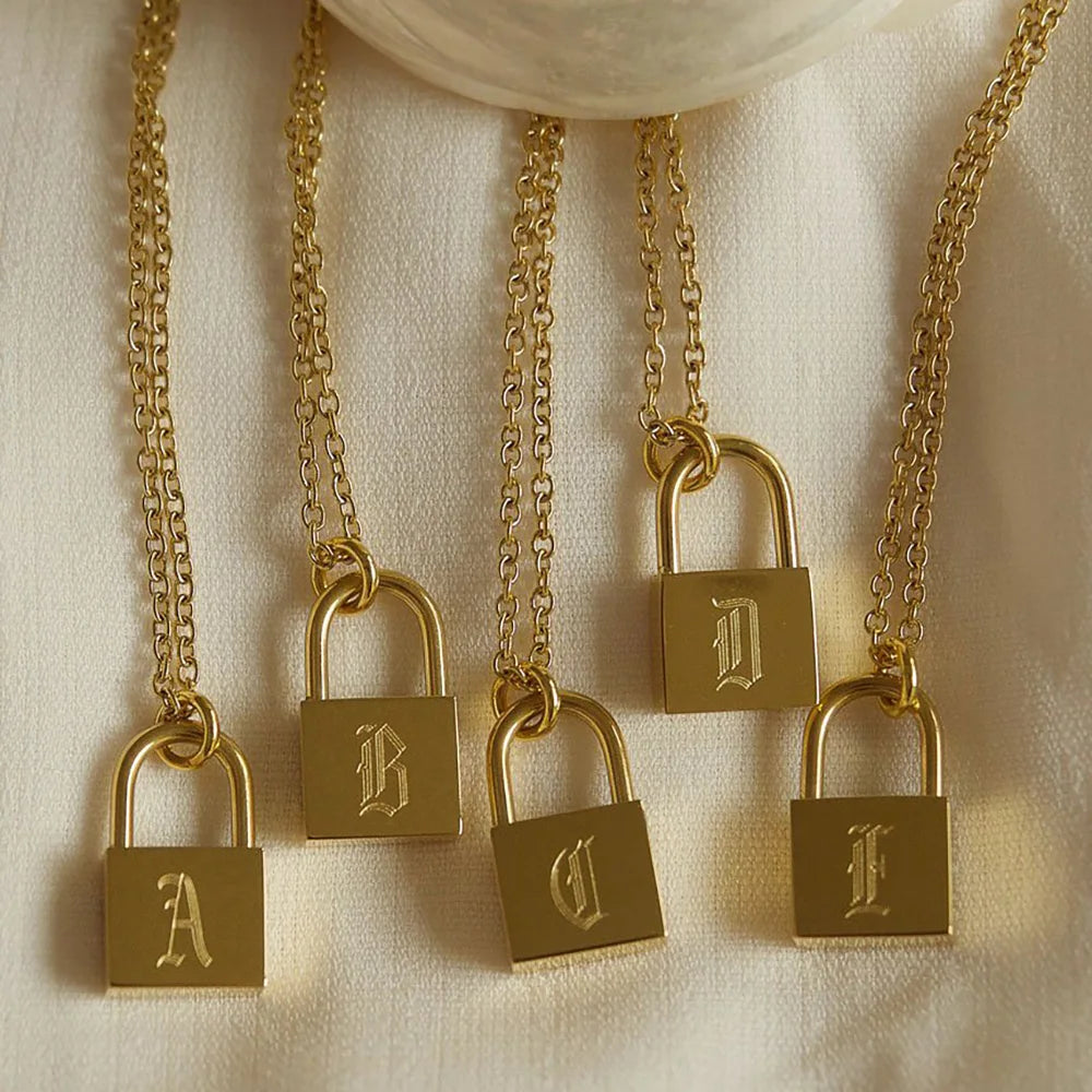 Old English Initial Lock Necklace