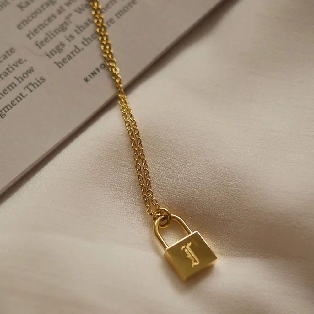 Old English Initial Lock Necklace