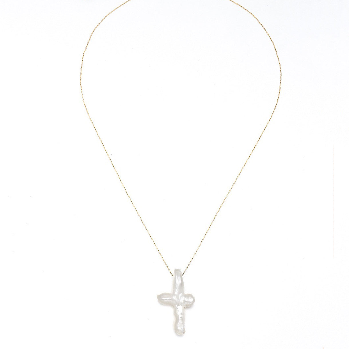 Jumbo FW Pearl Cross Necklace