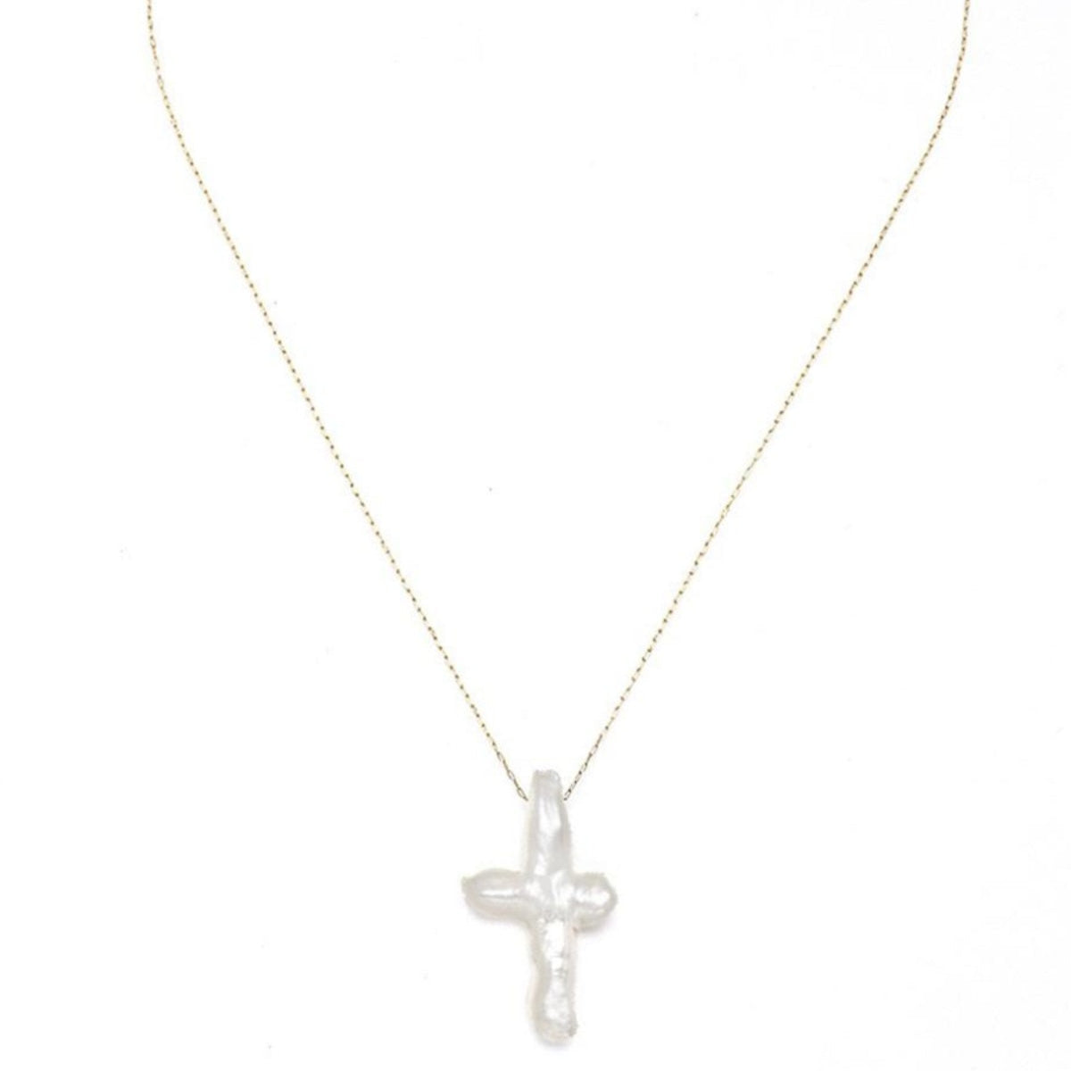 Jumbo FW Pearl Cross Necklace