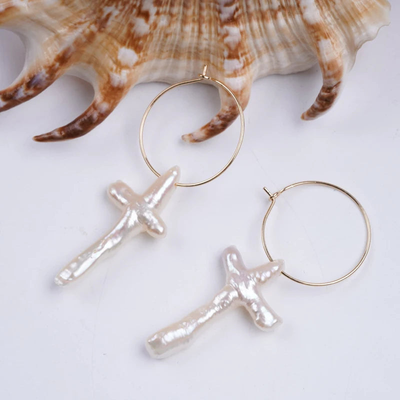 Dainty Cross Hoops