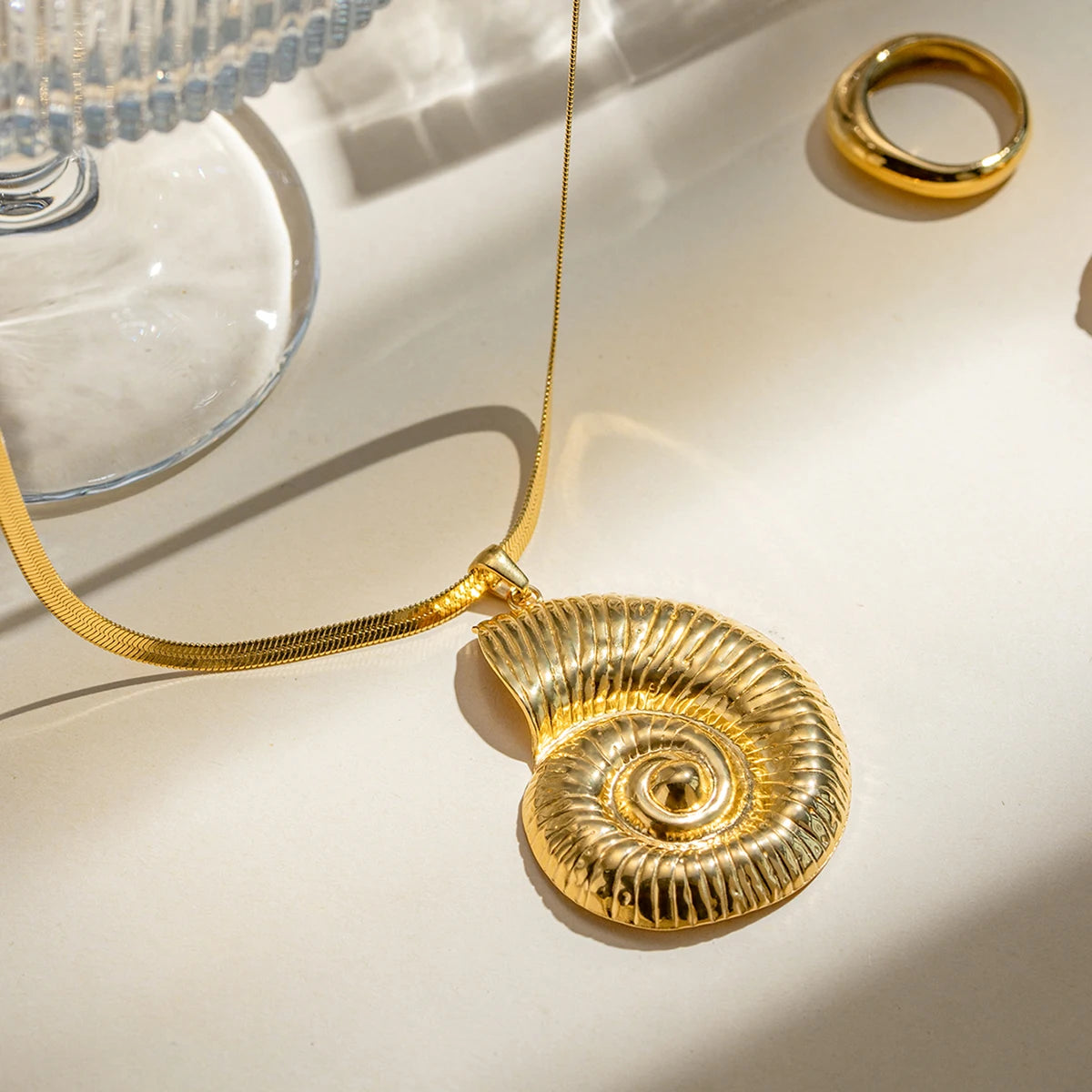 Herringbone Nautilus Necklace