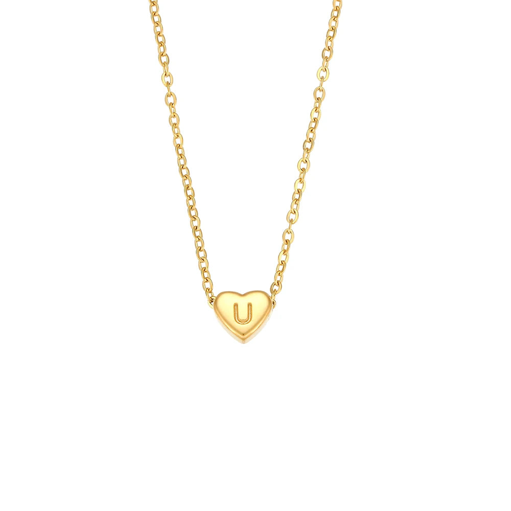 Mini Heart Initial Necklace