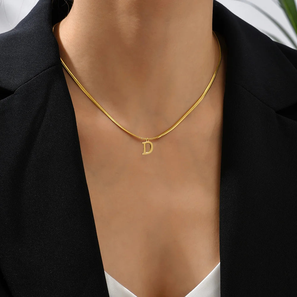 Herringbone Initial Necklace