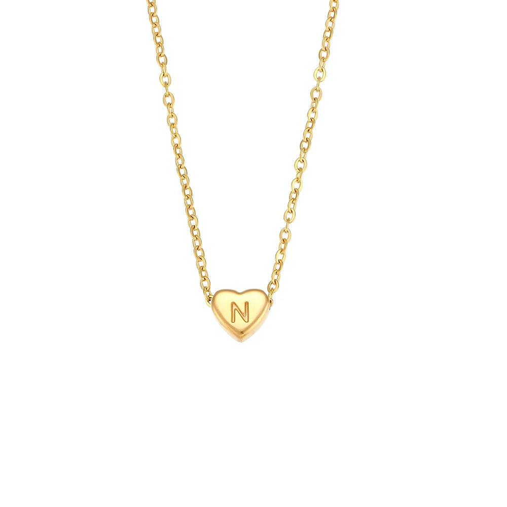 Mini Heart Initial Necklace