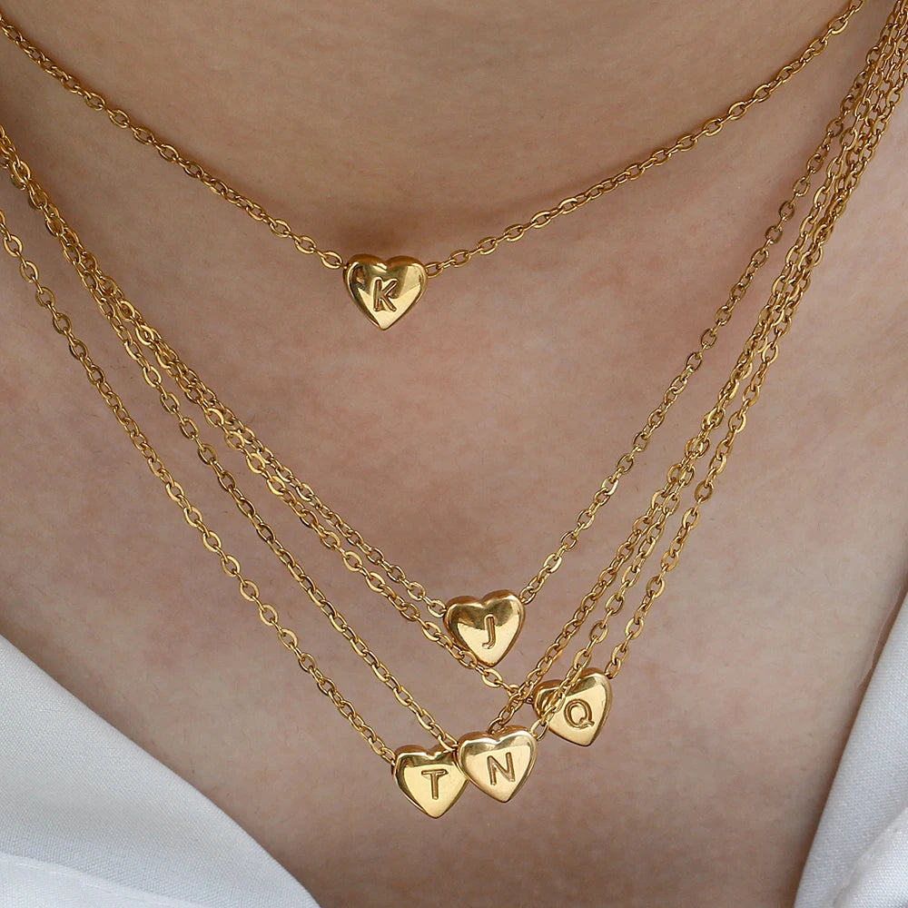 Mini Heart Initial Necklace