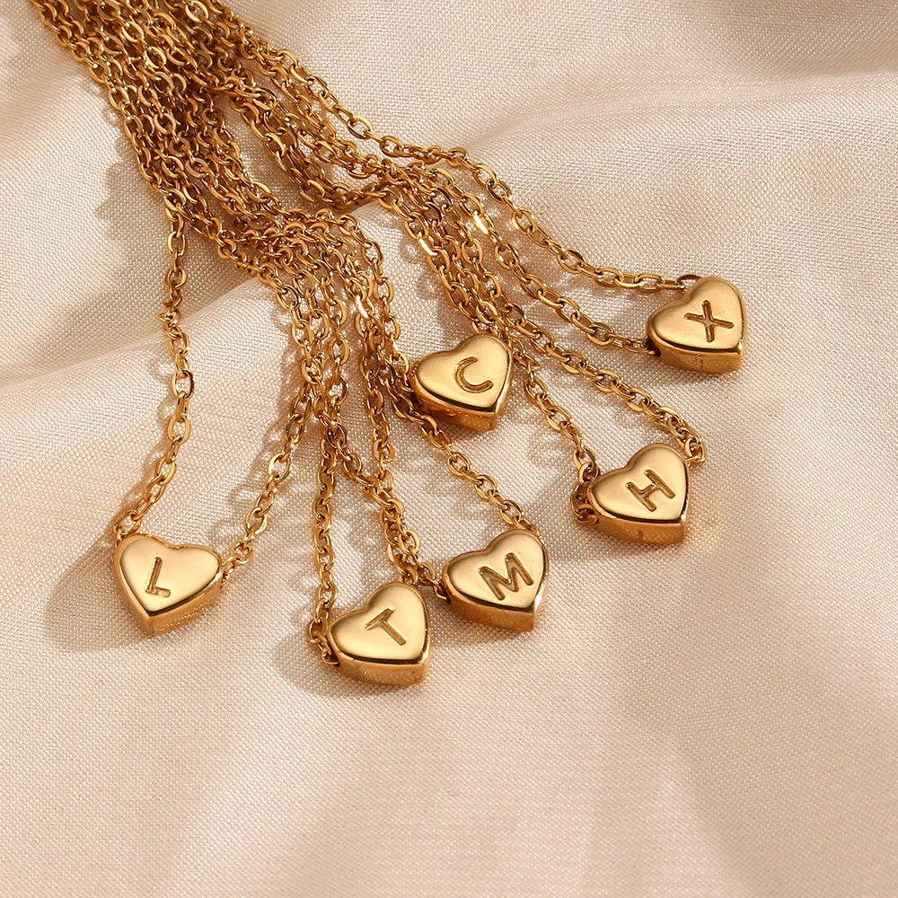 Mini Heart Initial Necklace